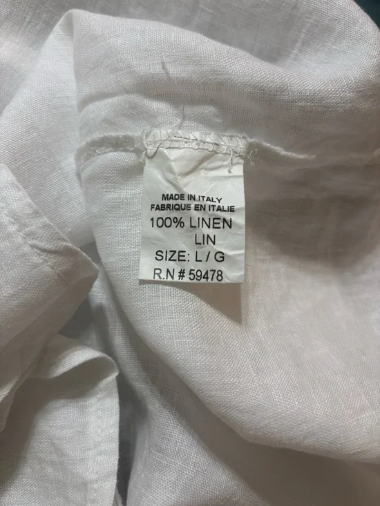 Italian Linen Dress White Sleeveless Tie Back Midi Relaxed Fit Coastal Beach L - Picture 6 of 6